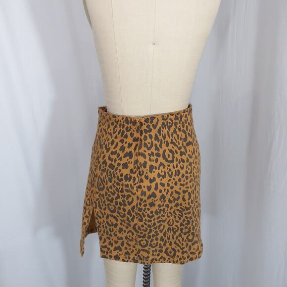 Mother 'The Side Splitter' Mini Brown Denim Skirt Size 28 - Picture 3 of 5
